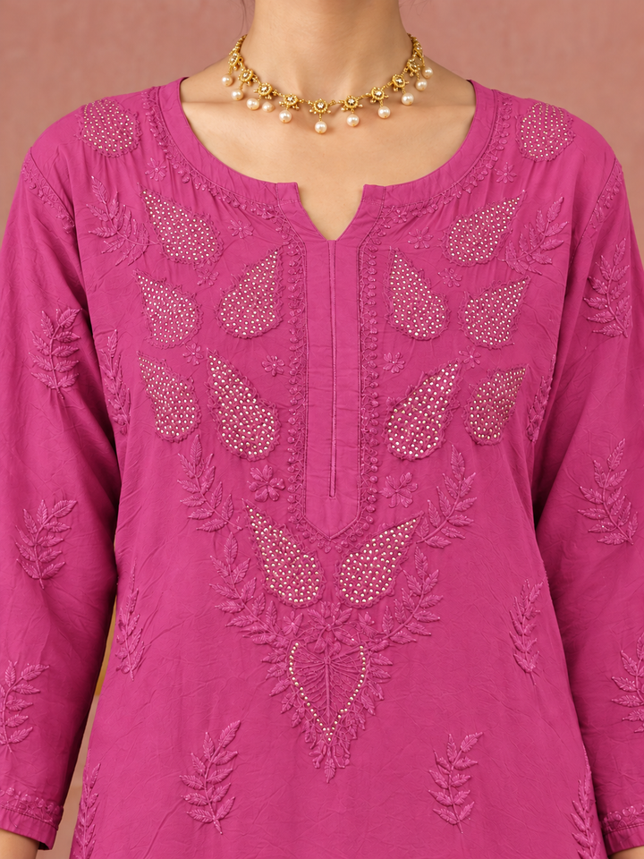 Karisma Chanderi Chikankari Mukaish Straight Kurta