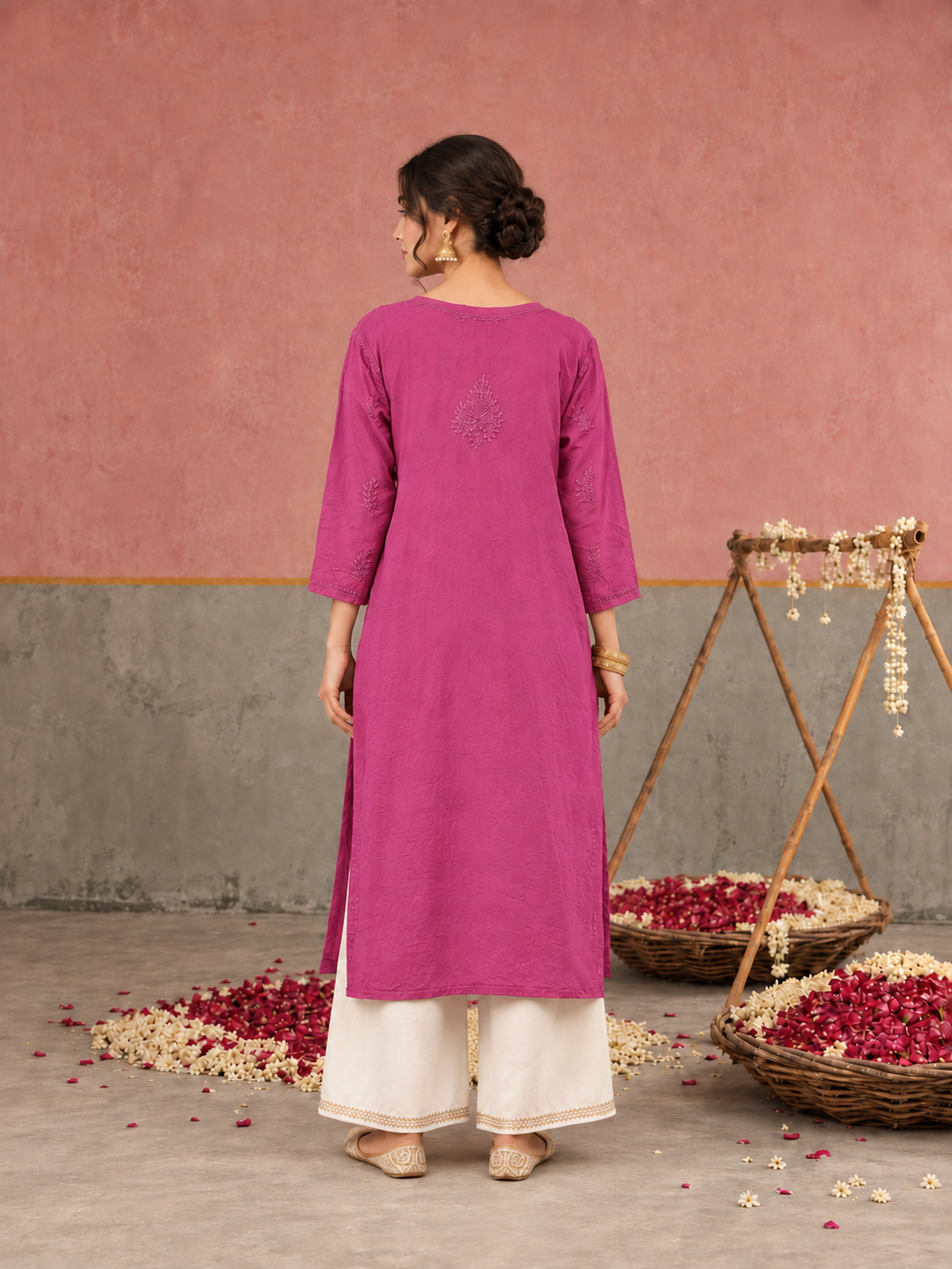 Karisma Chanderi Chikankari Mukaish Straight Kurta