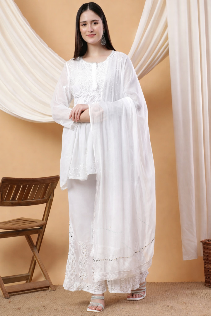Fida Chikankari Short Georgette Mirror Gown