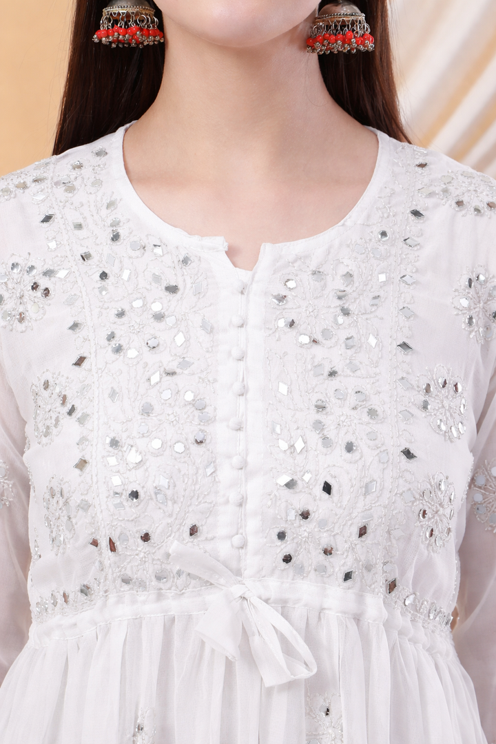 Fida Chikankari Short Georgette Mirror Gown