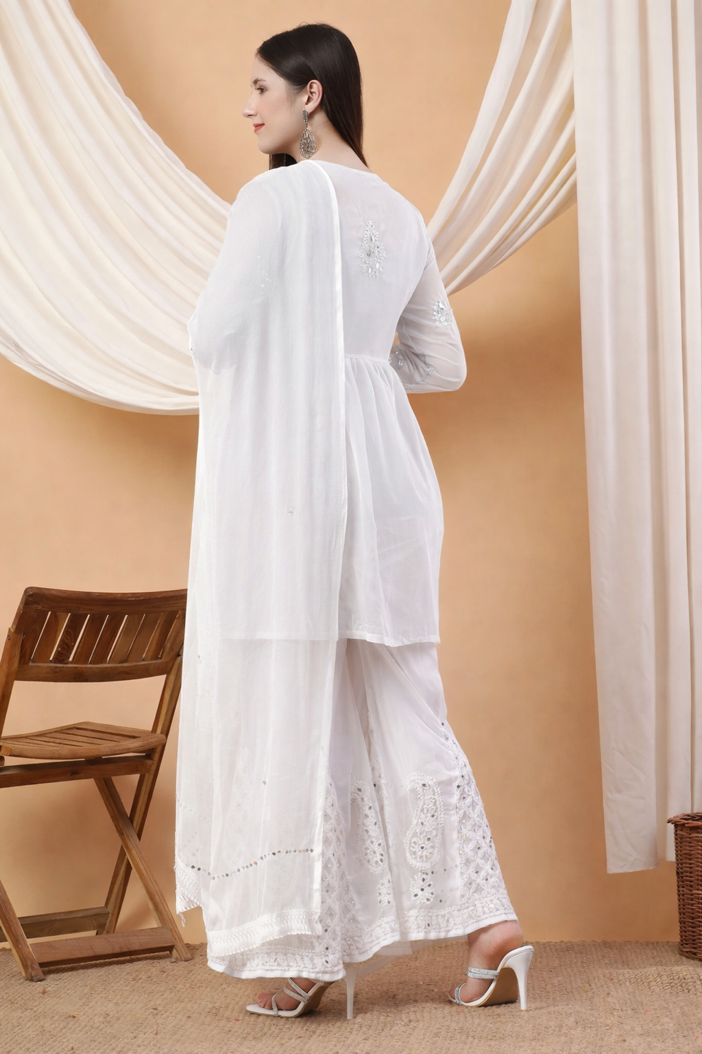 Fida Chikankari Short Georgette Mirror Gown