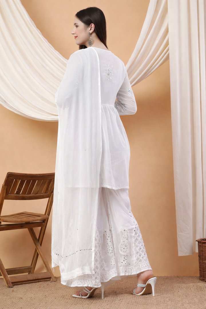Fida Chikankari Short Georgette Mirror Gown