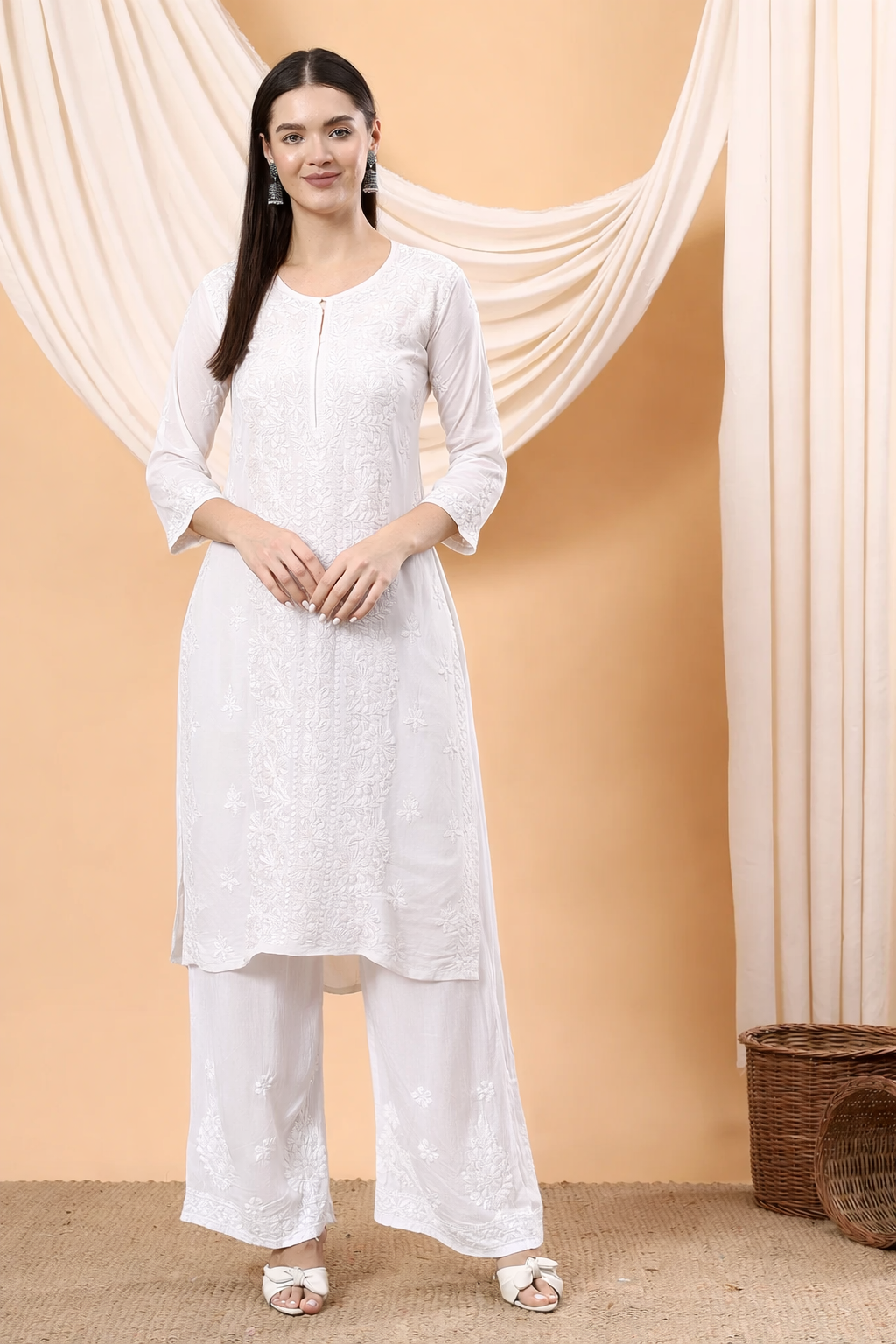 Alina Chikankari Modal Straight Kurta