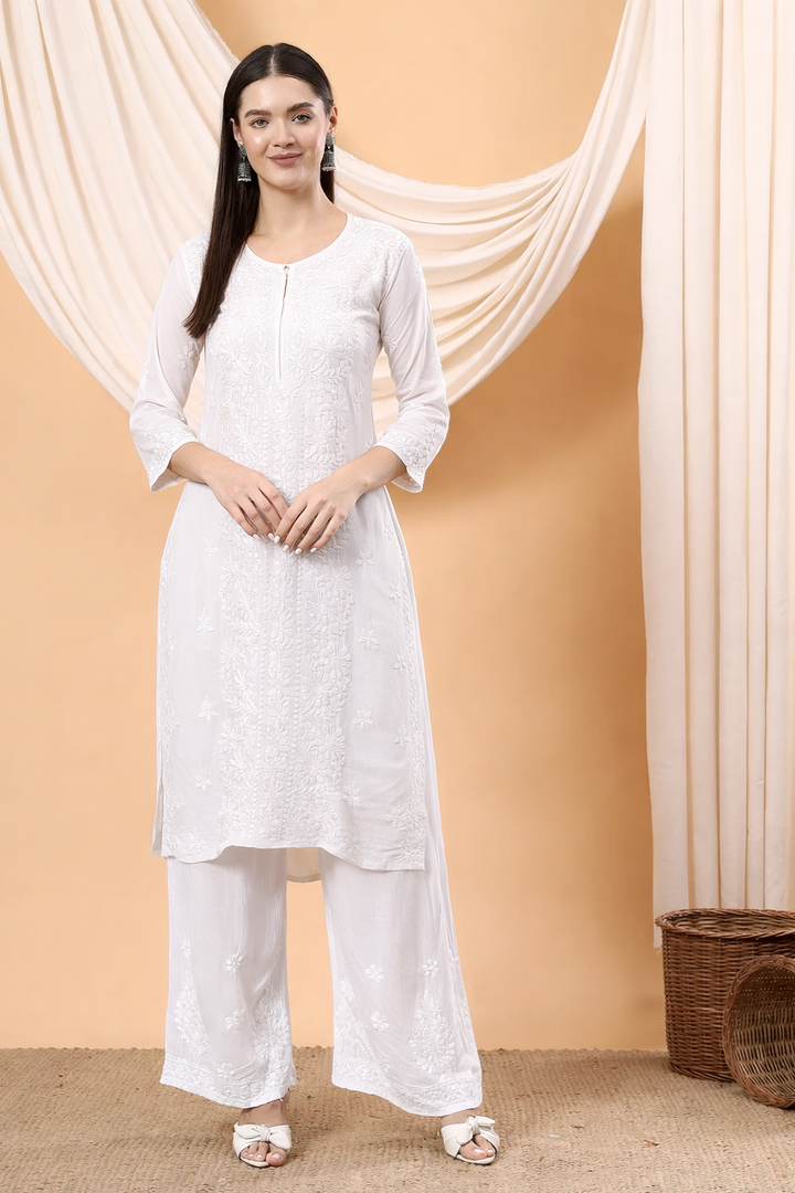 Alina Chikankari Modal Straight Kurta