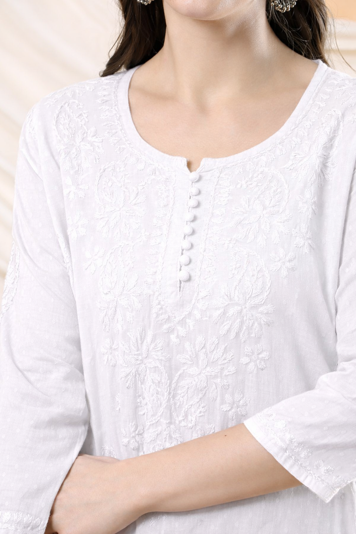 Adya Chikankari Dyed Short Kurti