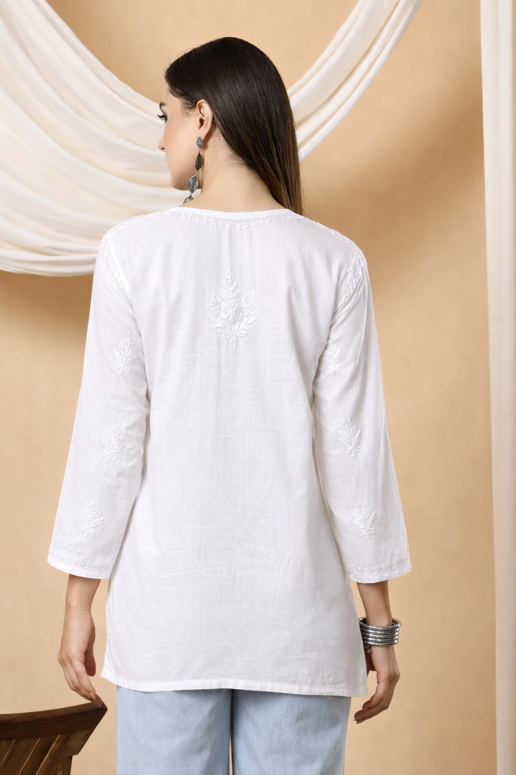 Adya Chikankari Dyed Short Kurti