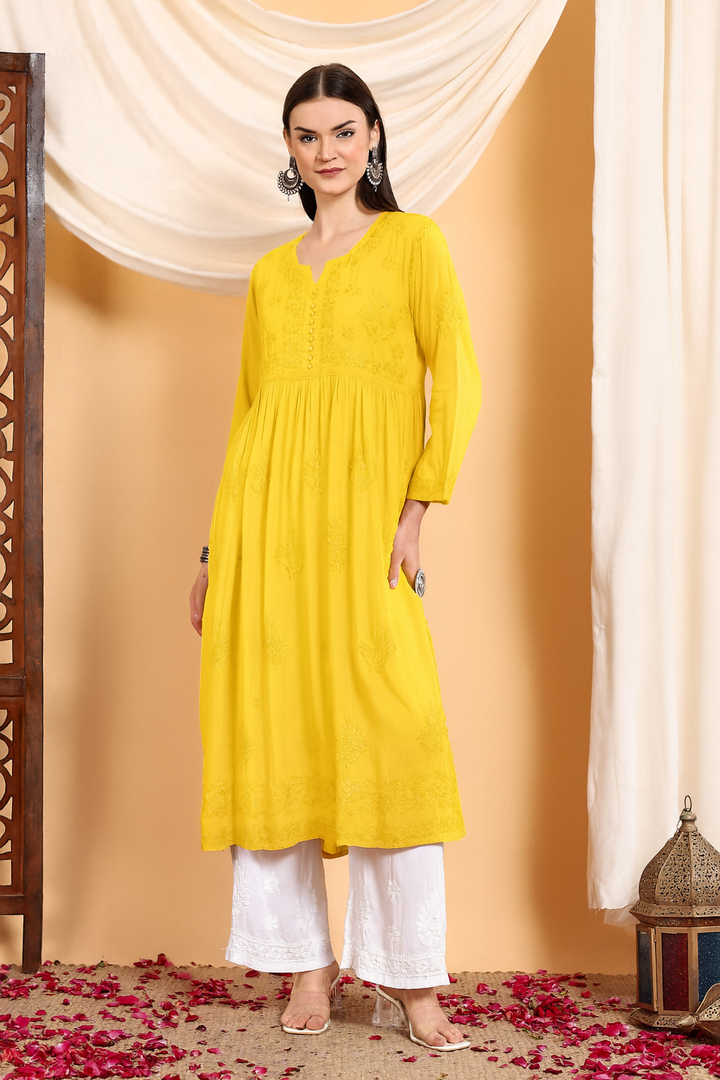 Mira Chikankari Modal Nyra-Cut Kurta