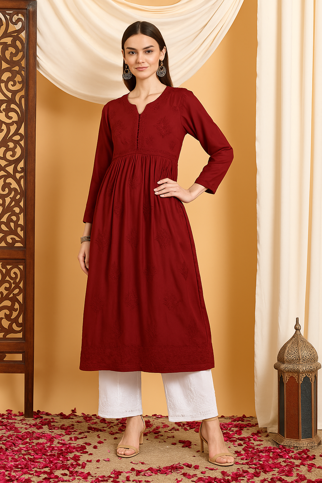 Mira Chikankari Modal Nyra-Cut Kurta