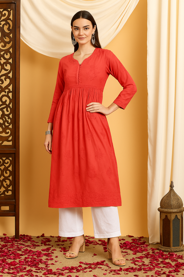 Mira Chikankari Modal Nyra-Cut Kurta