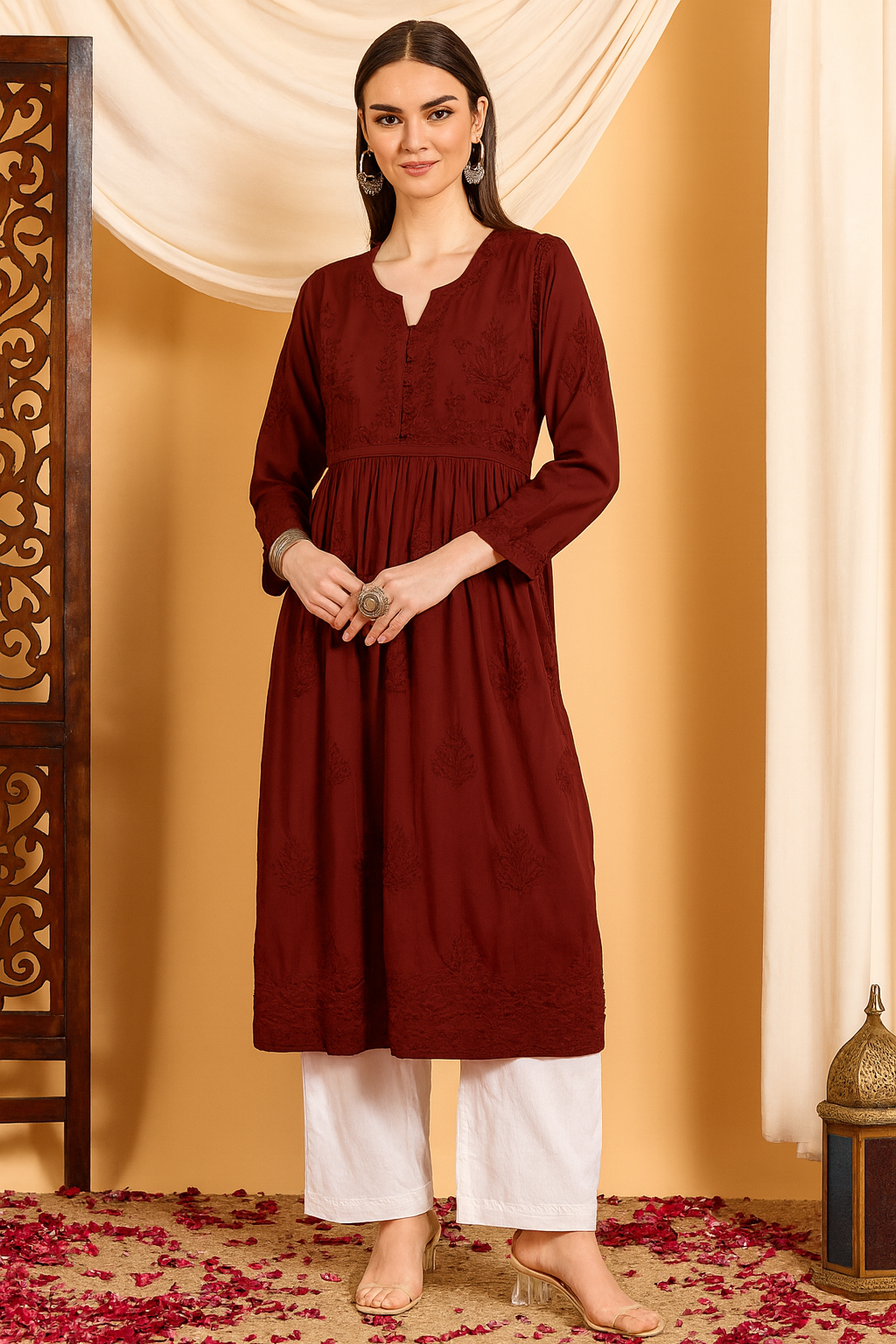 Mira Chikankari Modal Nyra-Cut Kurta