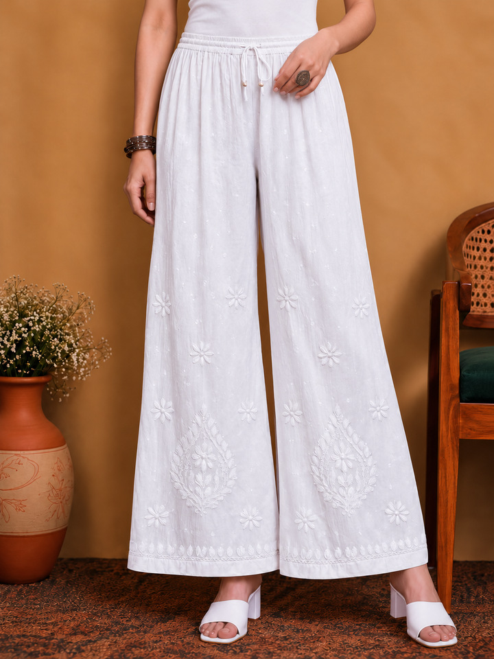 Qirat Chikankari Cotton Palazzo