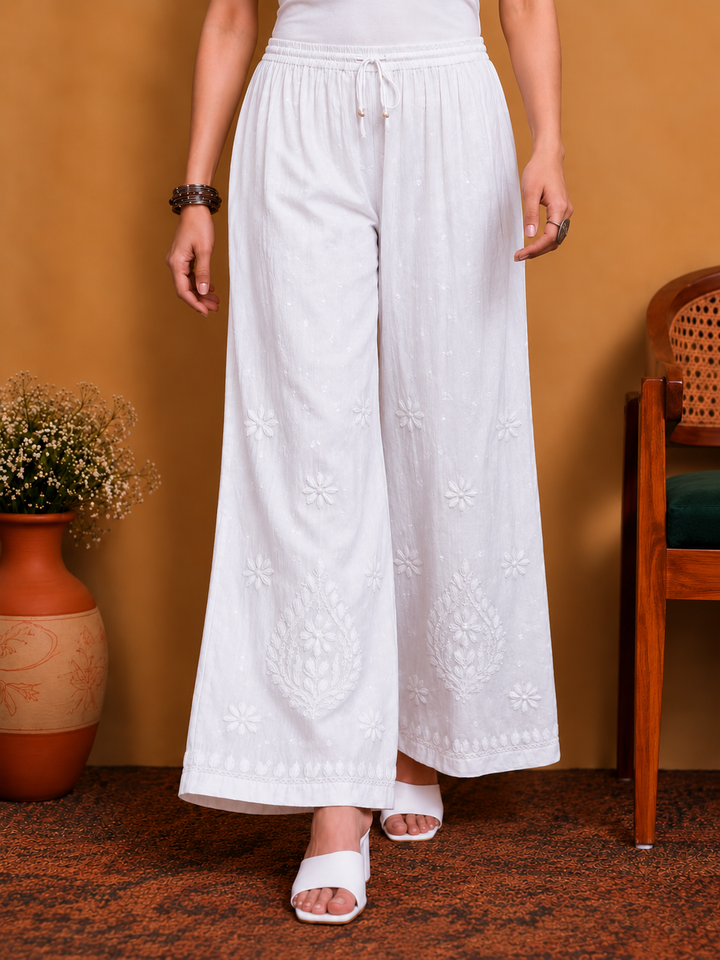 Qirat Chikankari Cotton Palazzo