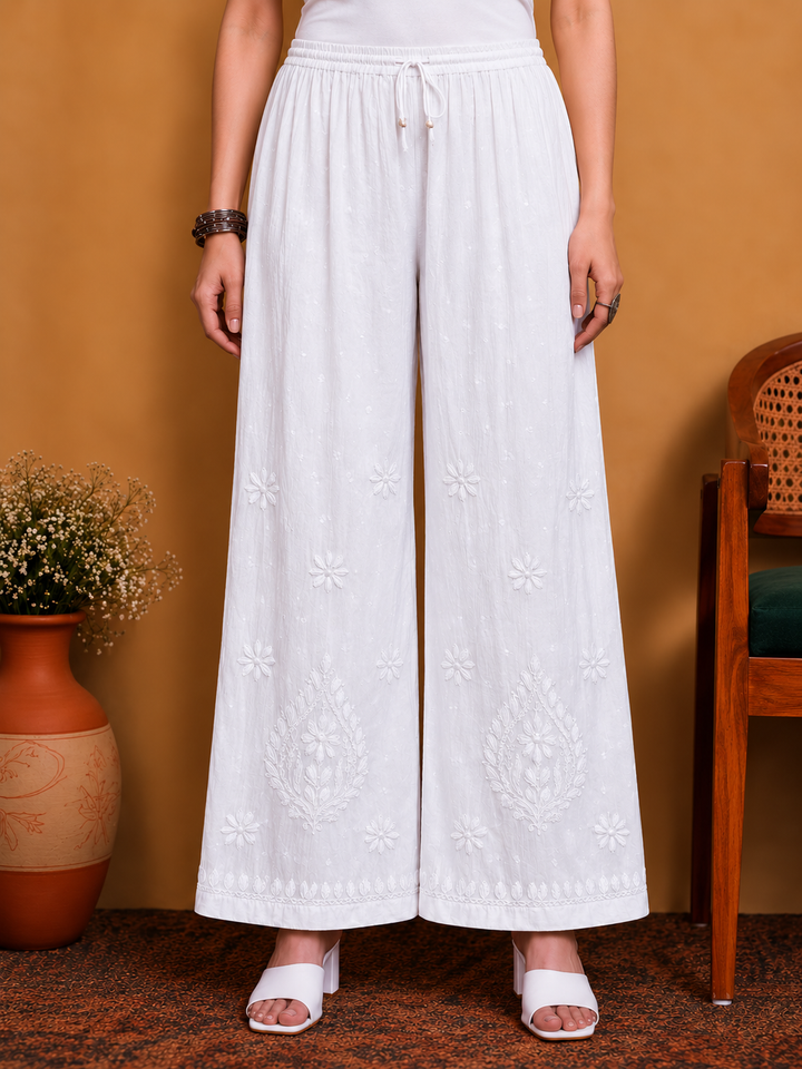 Qirat Chikankari Cotton Palazzo