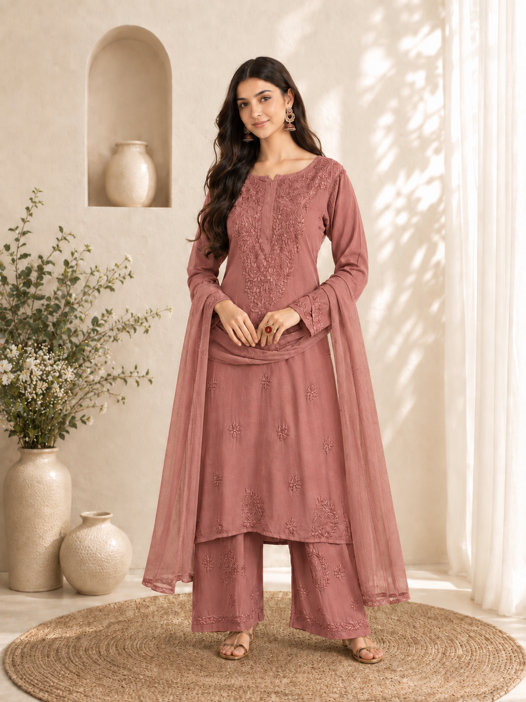 Seher Chikankari Rayon Co-ord Set
