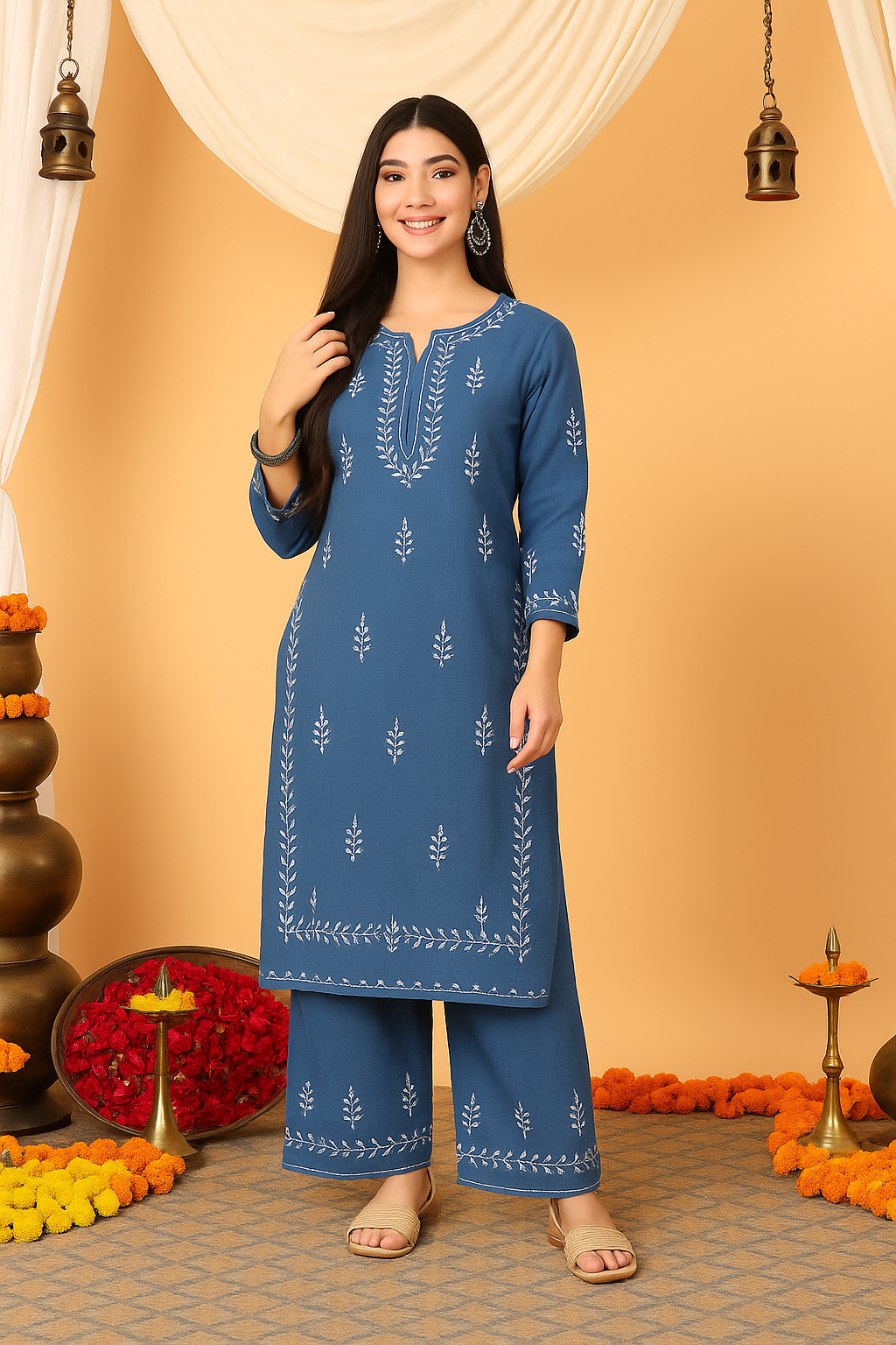 Ruhi Cotton Chikankari Co-ord Set