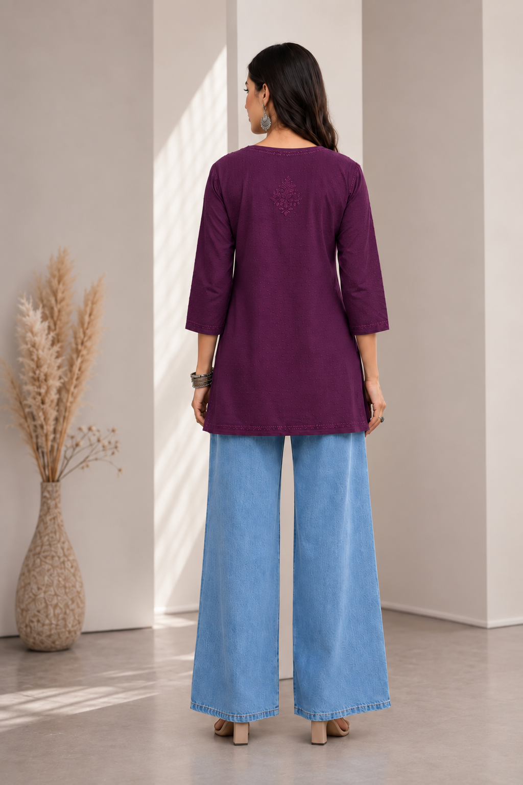 Avya Chikankari Cotton Short Kurti for Women