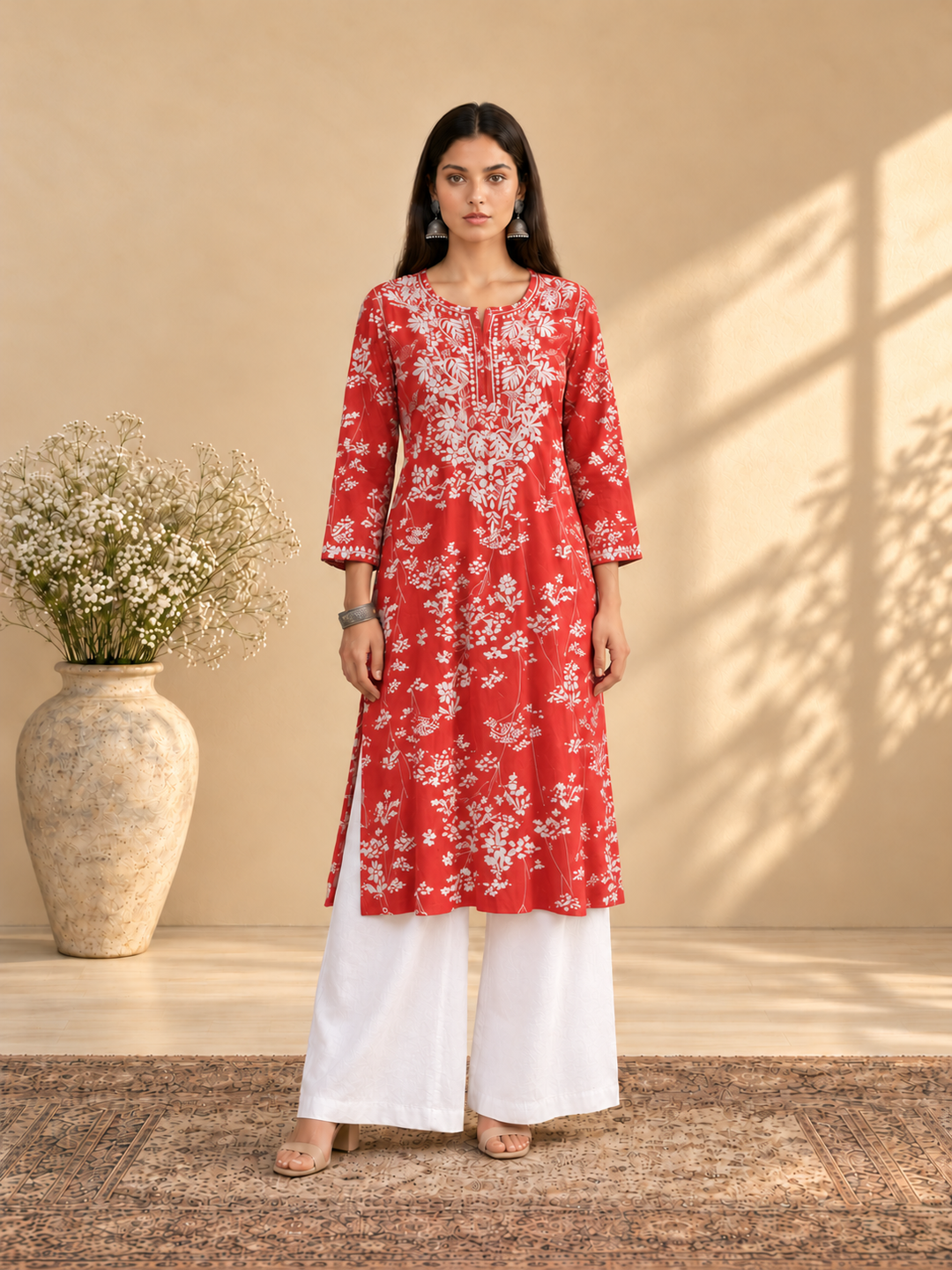 Zainab Chikankari Mulmul Straight Kurta