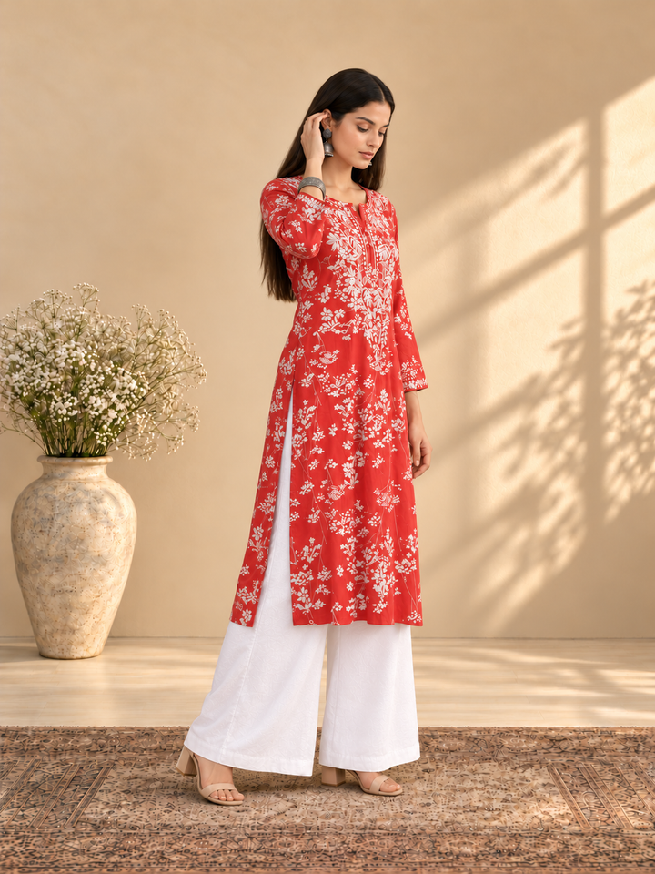 Zainab Chikankari Mulmul Straight Kurta