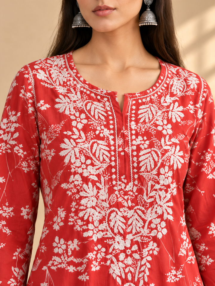 Zainab Chikankari Mulmul Straight Kurta