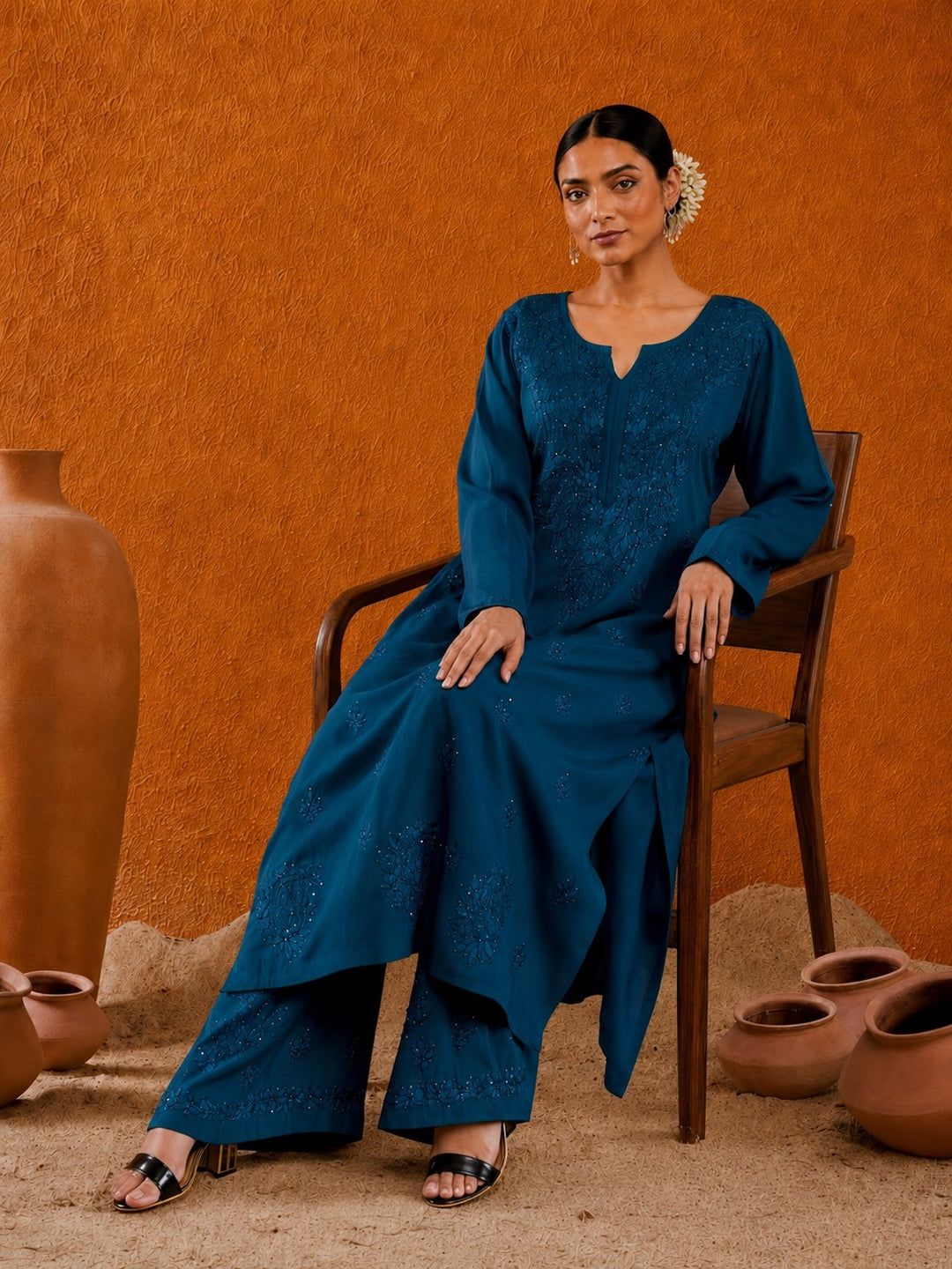 Avika Rayon Chikankari Mukaish Co-ord Set