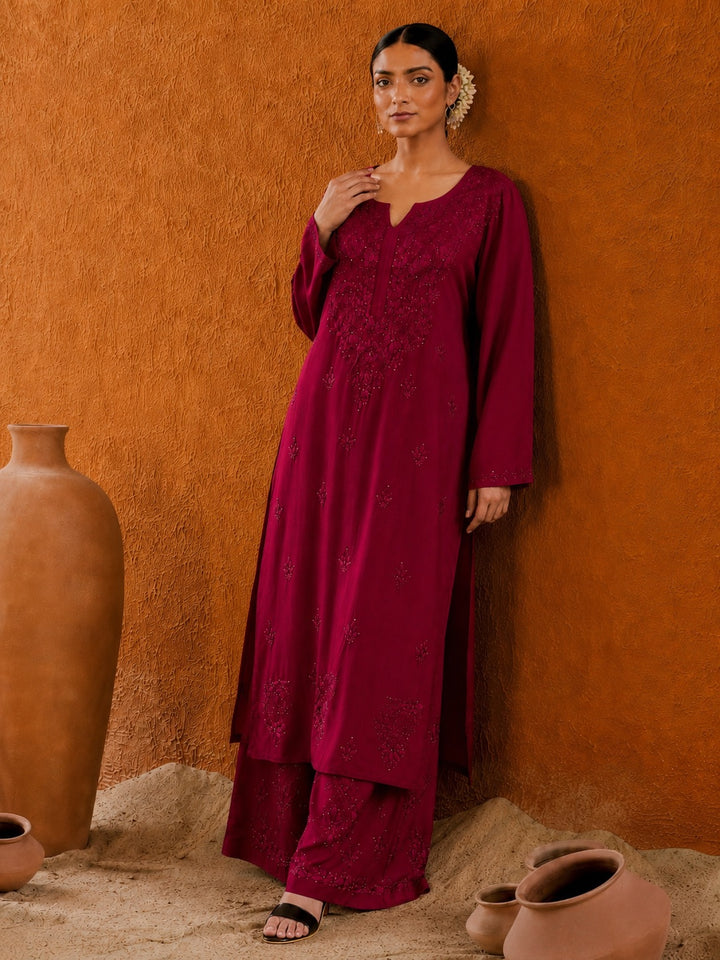 Avika Rayon Chikankari Mukaish Co-ord Set