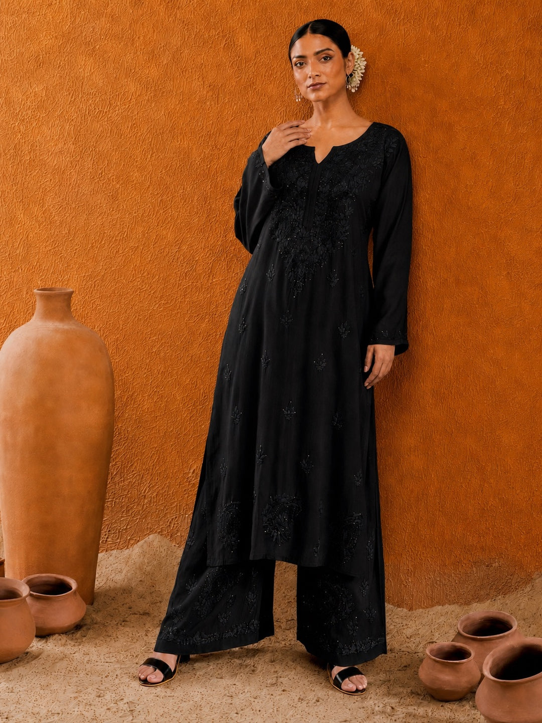 Avika Rayon Chikankari Mukaish Co-ord Set