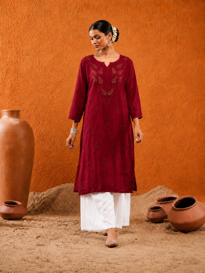 Karisma Chanderi Chikankari Mukaish Straight Kurta