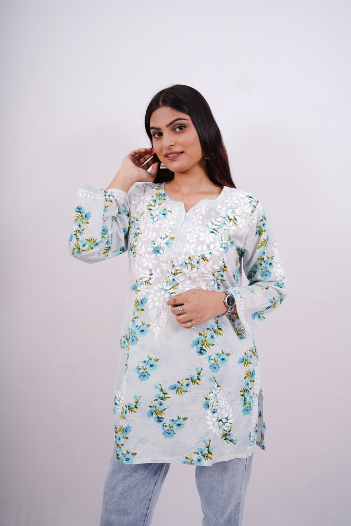 Lily Chikankari Mulmul Short Kurti