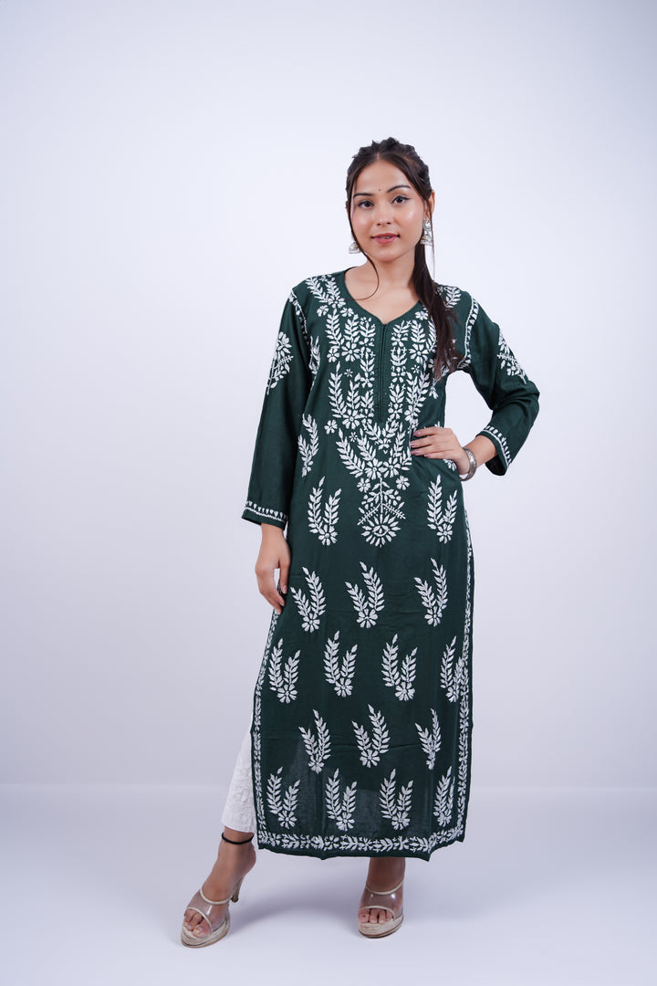 Vani Chikankari Rayon Straight Kurta