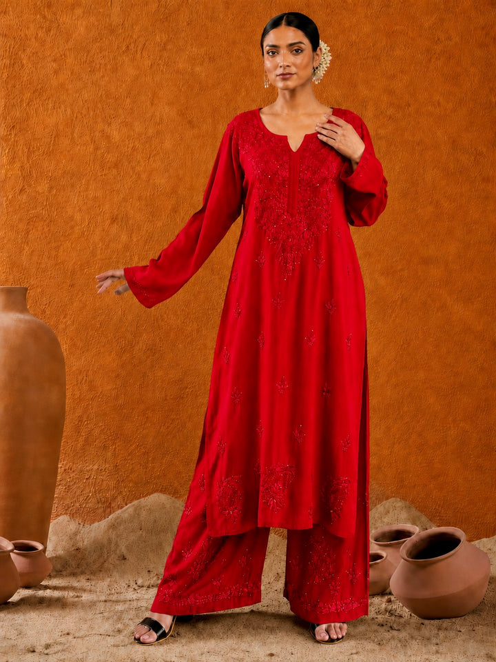 Avika Rayon Chikankari Mukaish Co-ord Set