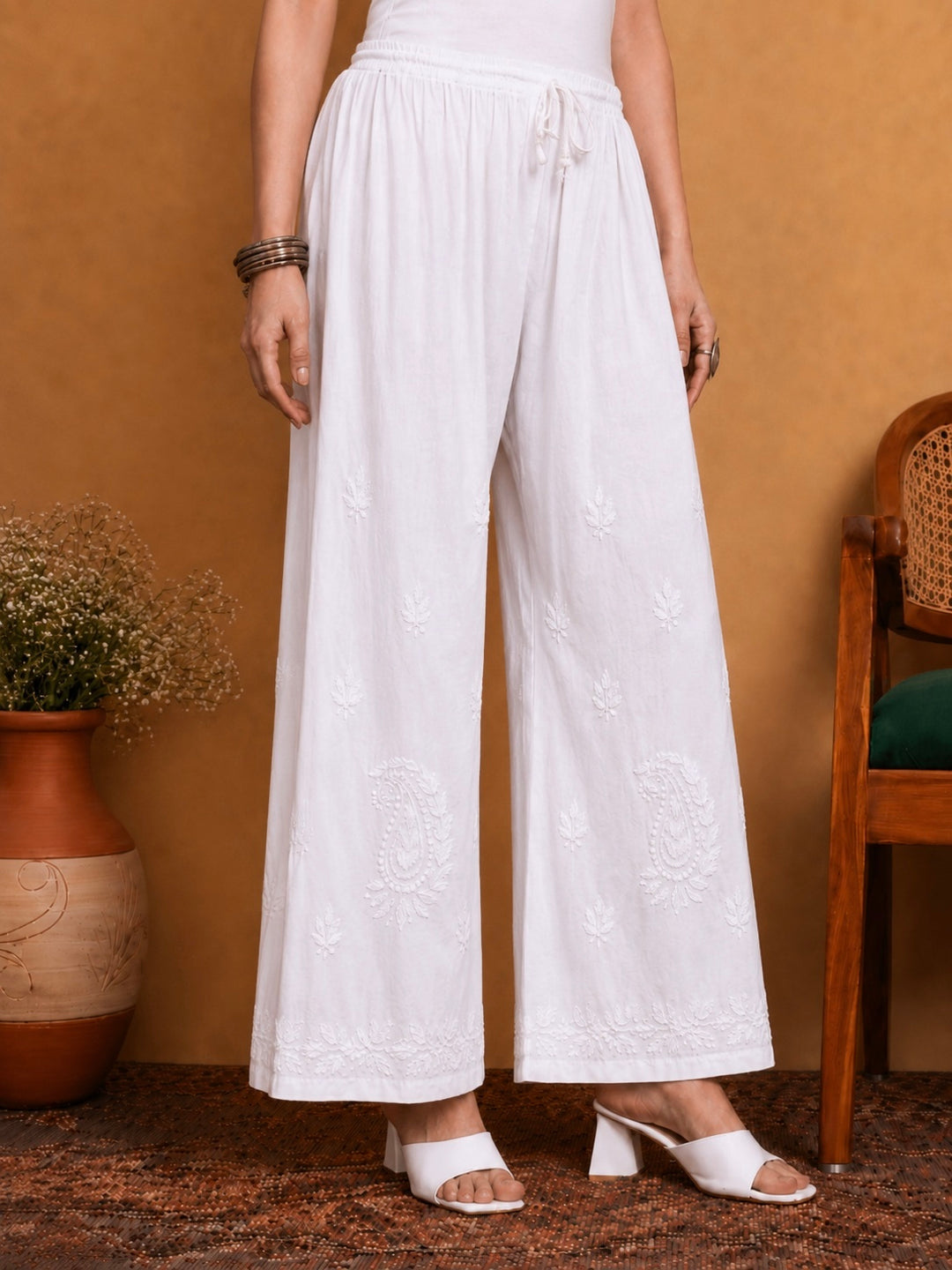 Qala Chikankari Cotton Palazzo