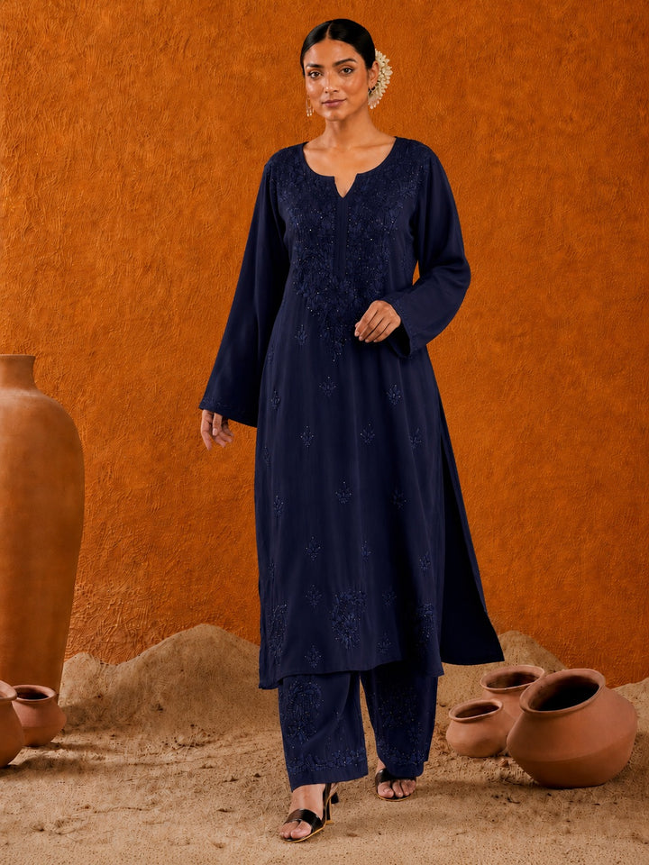 Avika Rayon Chikankari Mukaish Co-ord Set