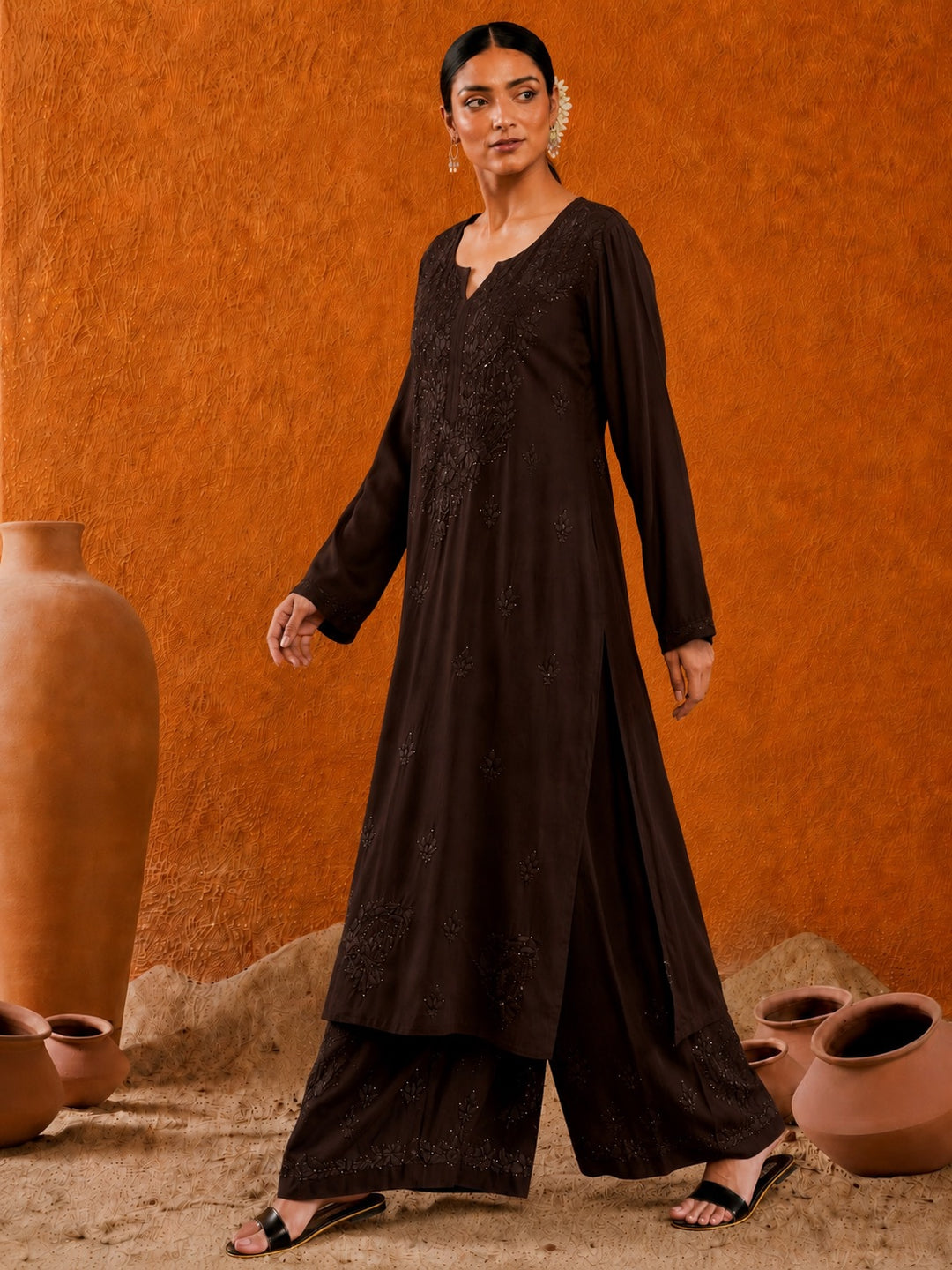 Avika Rayon Chikankari Mukaish Co-ord Set