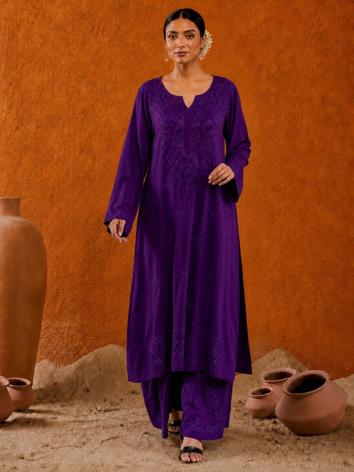 Avika Rayon Chikankari Mukaish Co-ord Set