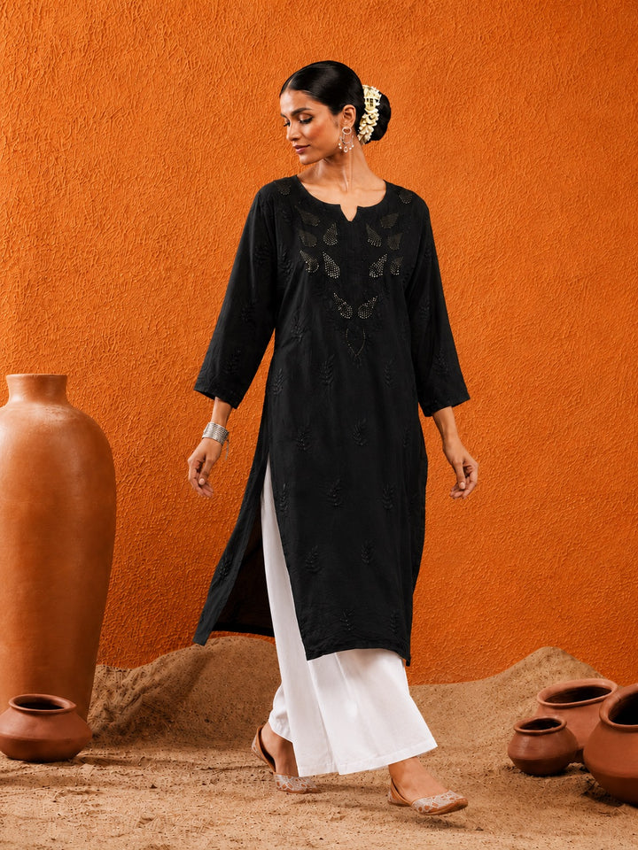 Karisma Chanderi Chikankari Mukaish Straight Kurta
