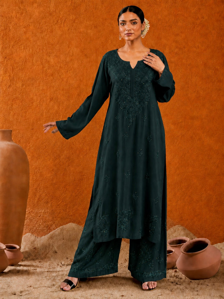 Avika Rayon Chikankari Mukaish Co-ord Set