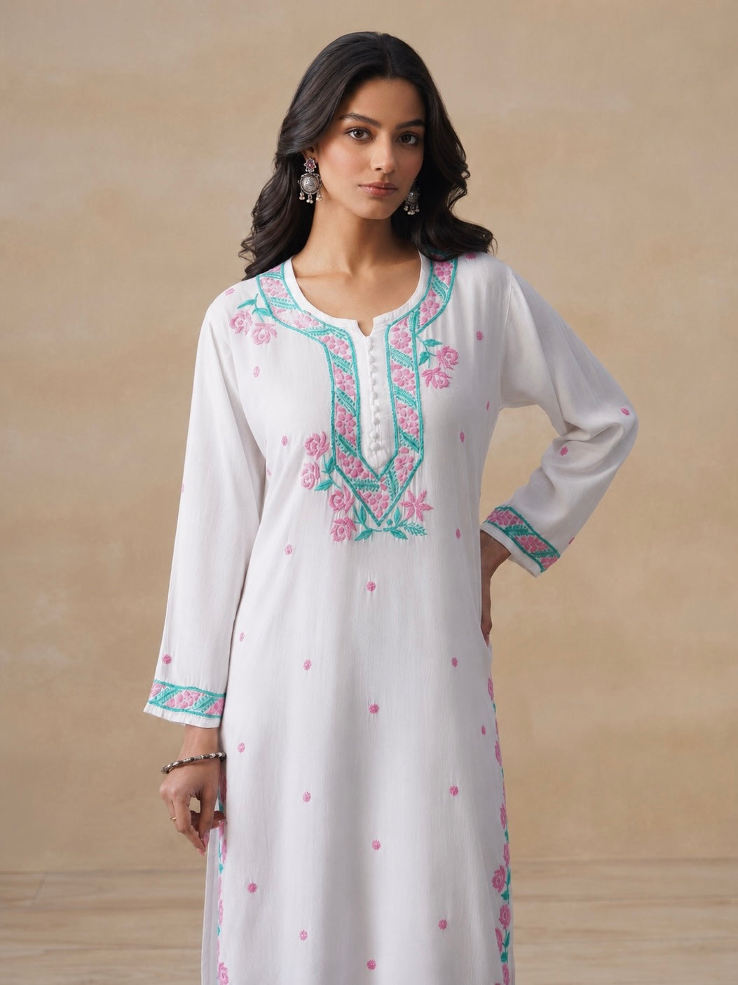 Gulab Rayon Chikankari Co-ord Set