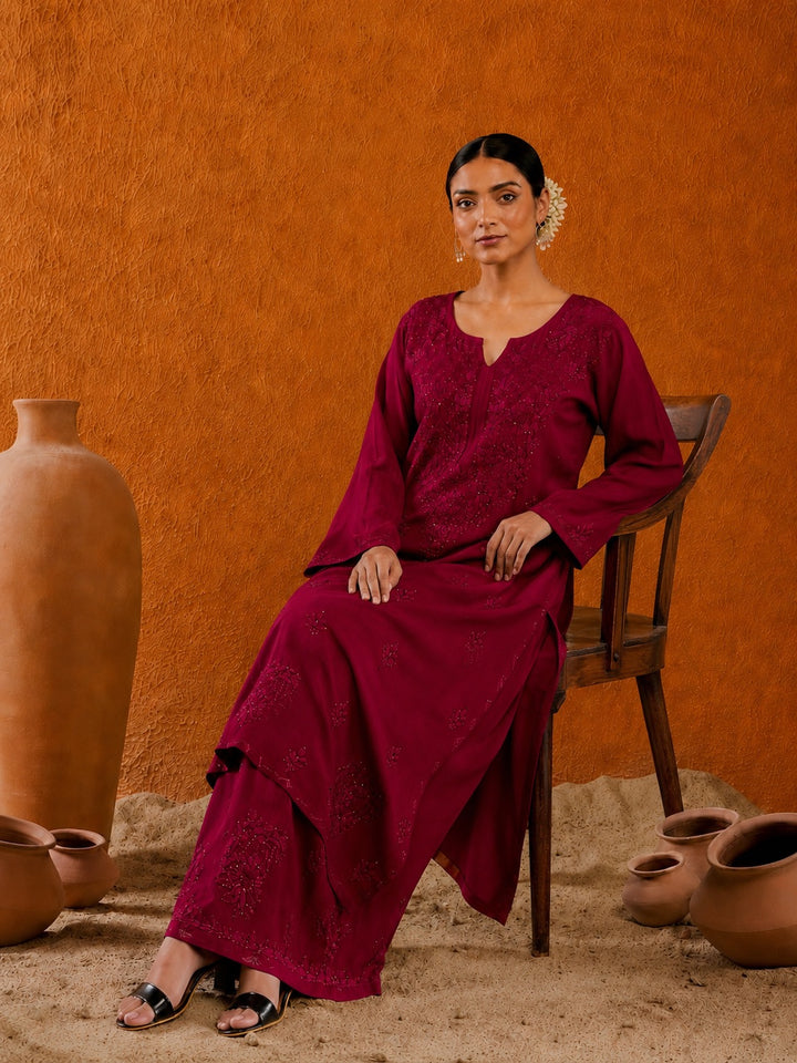 Avika Rayon Chikankari Mukaish Co-ord Set