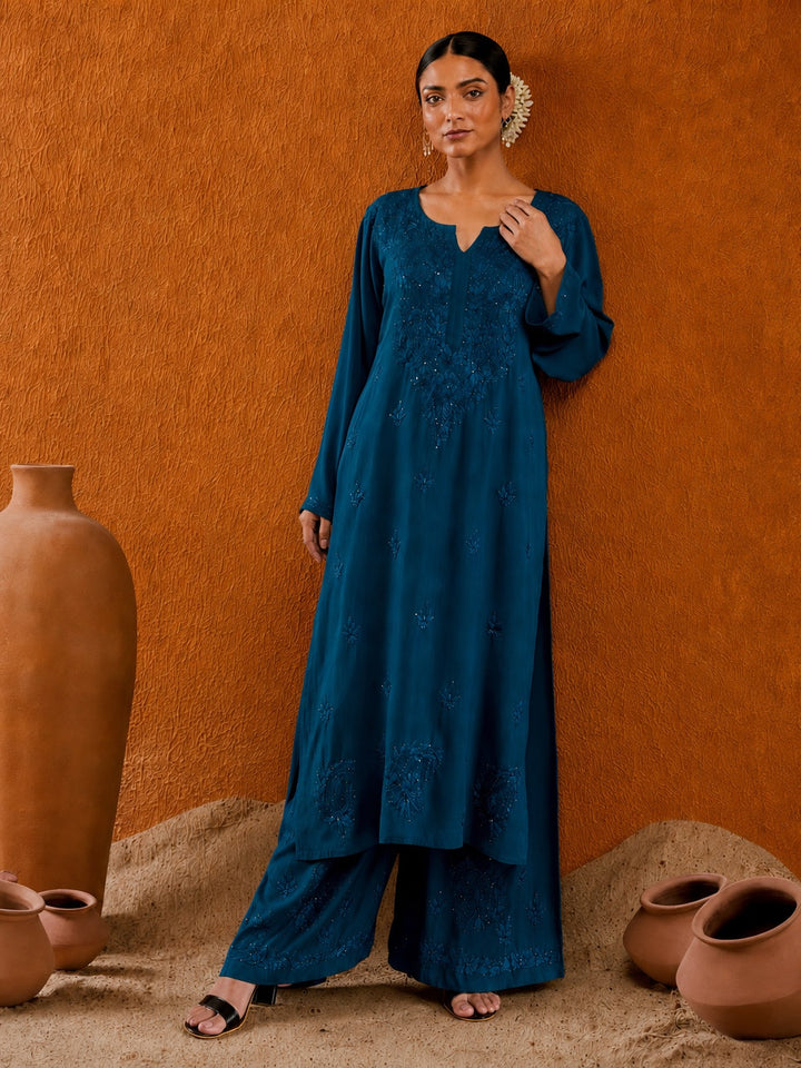 Avika Rayon Chikankari Mukaish Co-ord Set