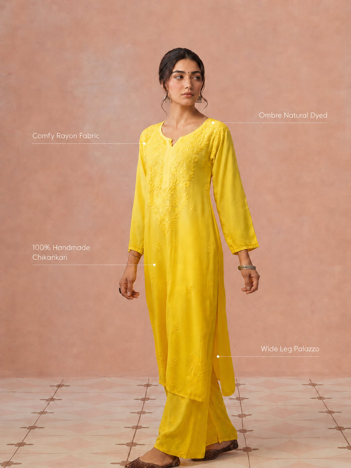 Arzoo Chikankari Ombre Rayon Co-ord Set