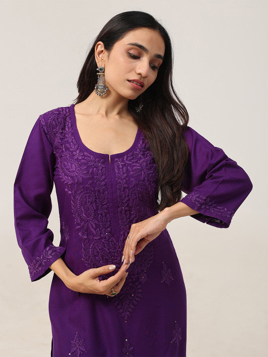 Avika Rayon Chikankari Mukaish Co-ord Set