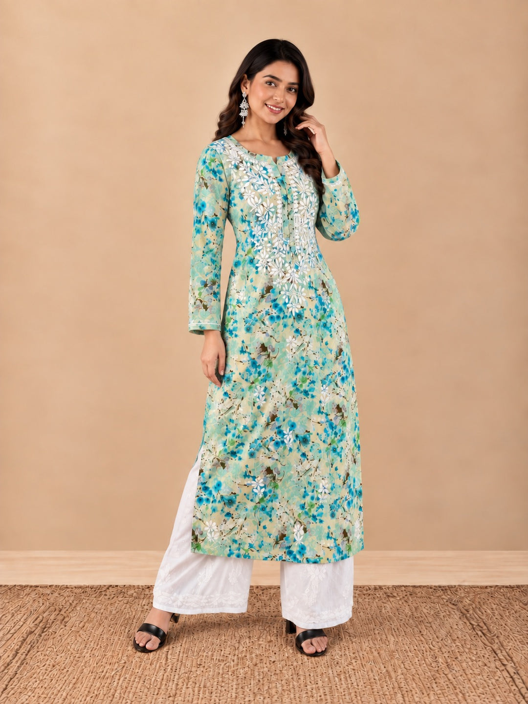 Zehra Mulmul Chikankari Straight Kurta