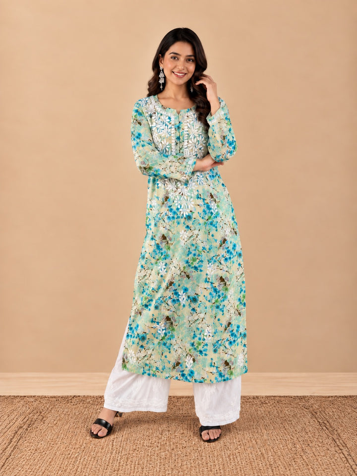 Zehra Mulmul Chikankari Straight Kurta