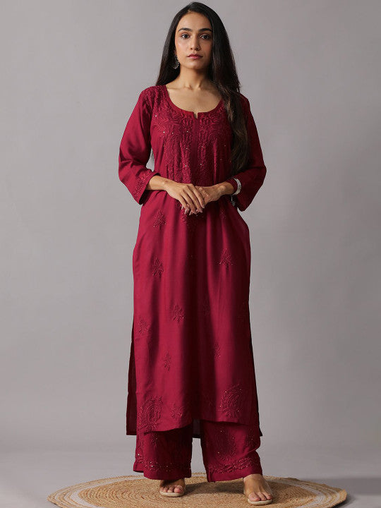 Avika Rayon Chikankari Mukaish Co-ord Set
