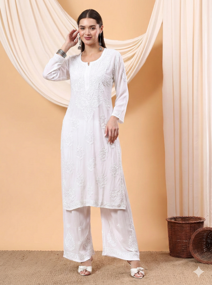 Heer Chikankari Modal Straight Kurta