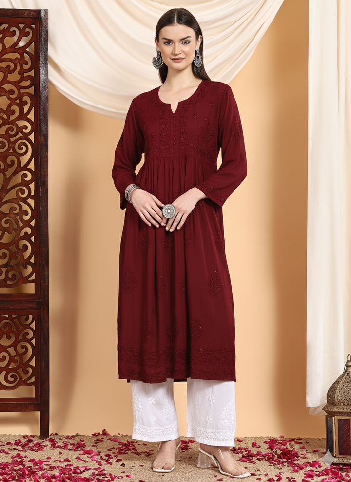 Mira Chikankari Modal Nyra-Cut Kurta