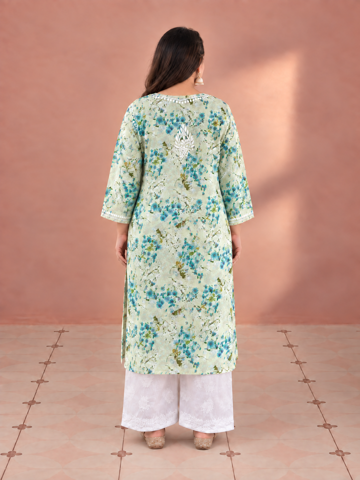 Aditi Mulmul Chikankari Plus Size Straight Kurta