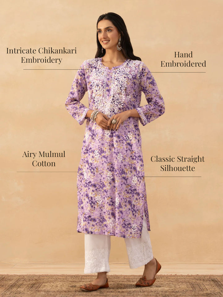 Amaira Mulmul Chikankari Straight Kurta