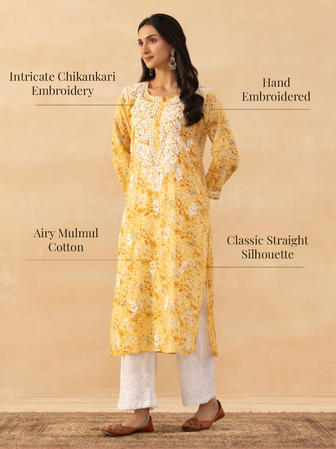 Amaira Mulmul Chikankari Straight Kurta