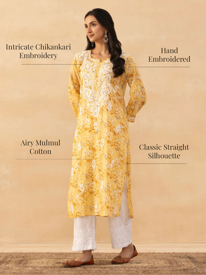 Amaira Mulmul Chikankari Straight Kurta